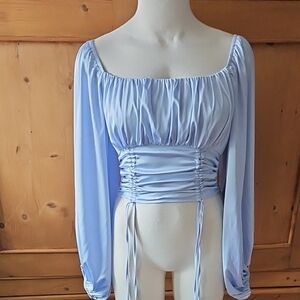Item Ditto Satiny Balloon Sleeve Blouse Blue Size Small